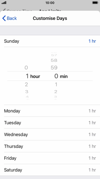 Select the required time limit.