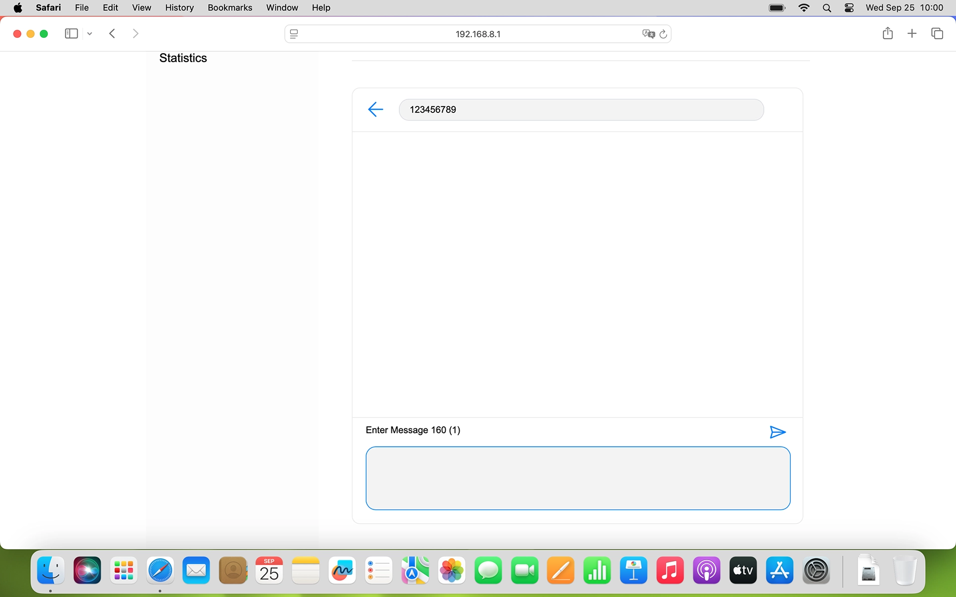 Click the text input field and write the text for your text message.