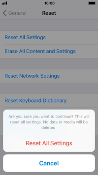 Press Reset All Settings. Wait a moment while the factory default settings are restored. Follow the instructions on the screen to set up your phone and prepare it for use. Press Reset All Settings. Wait a moment while the factory default settings are restored. Follow the instructions on the screen to set up your phone and prepare it for use.