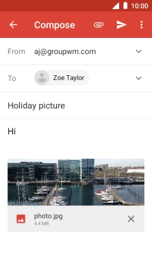 Press the send icon when you've finished your email message.