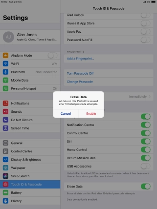 If you turn on the function, press Enable. If you turn on the function, press Enable.
