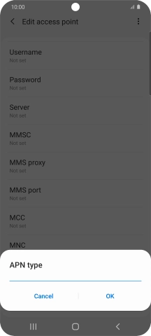 Key in default and press OK. Key in default and press OK.