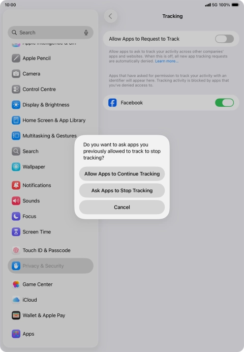 If you turn off the function, press the required setting.
