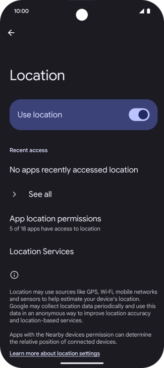 Press App location permissions. Press App location permissions.