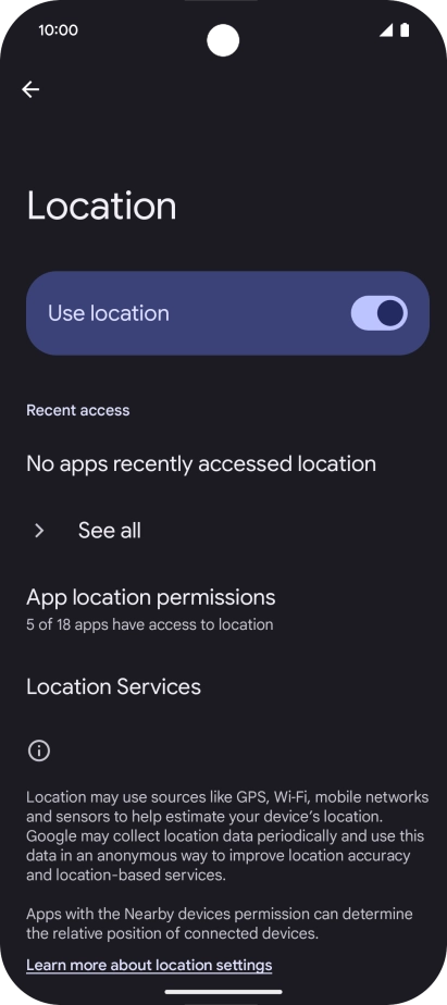 Press App location permissions. Press App location permissions.