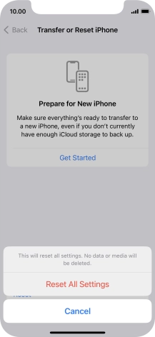 Press Reset All Settings. Press Reset All Settings.