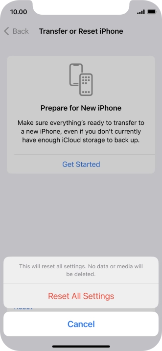 Press Reset All Settings. Press Reset All Settings.