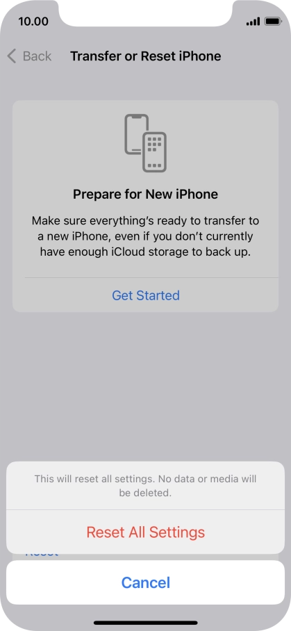 Press Reset All Settings. Press Reset All Settings.