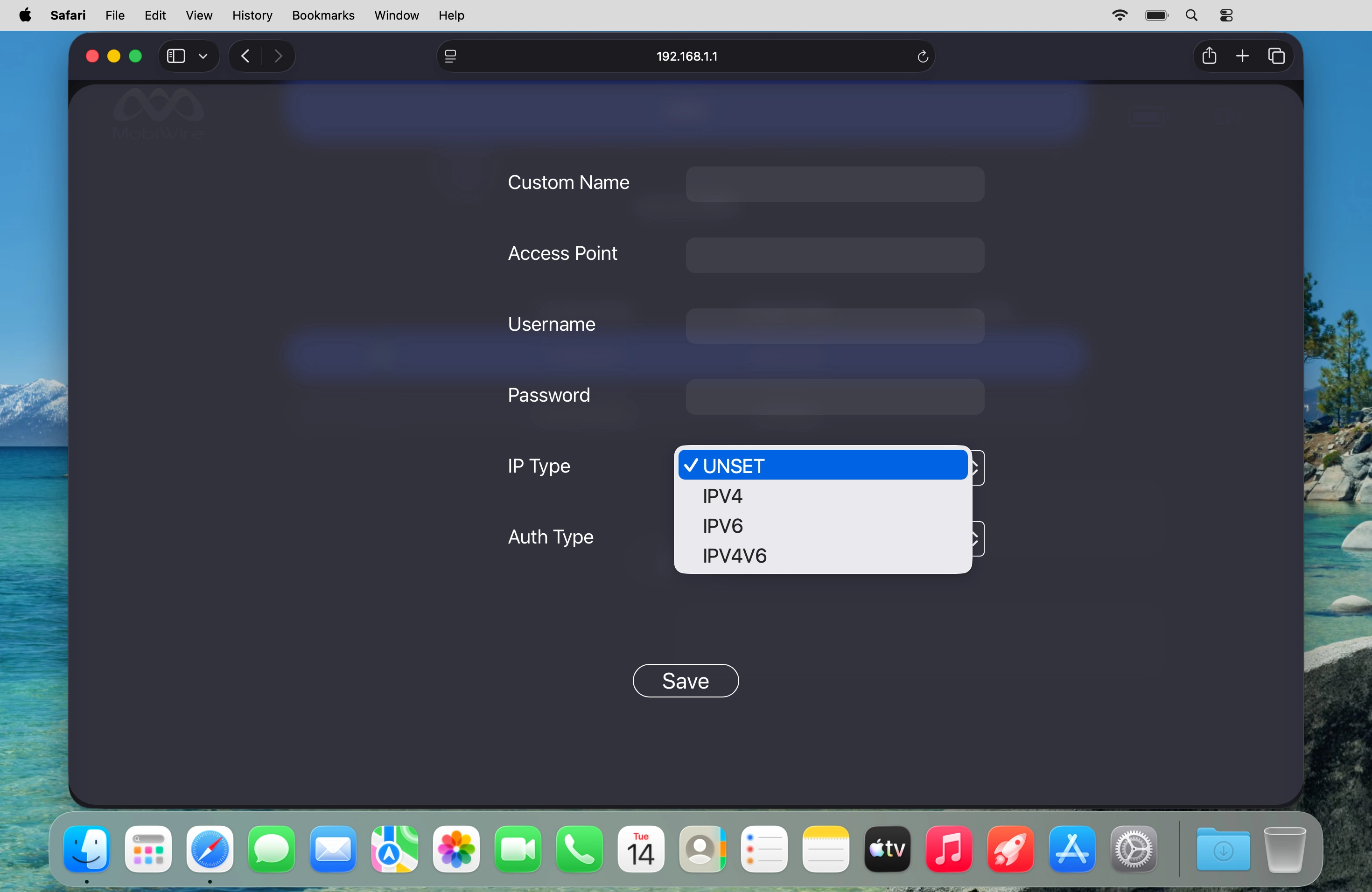 Click the required setting.