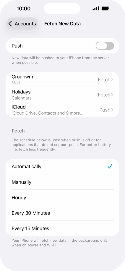 If you turn off the function, press the required setting.