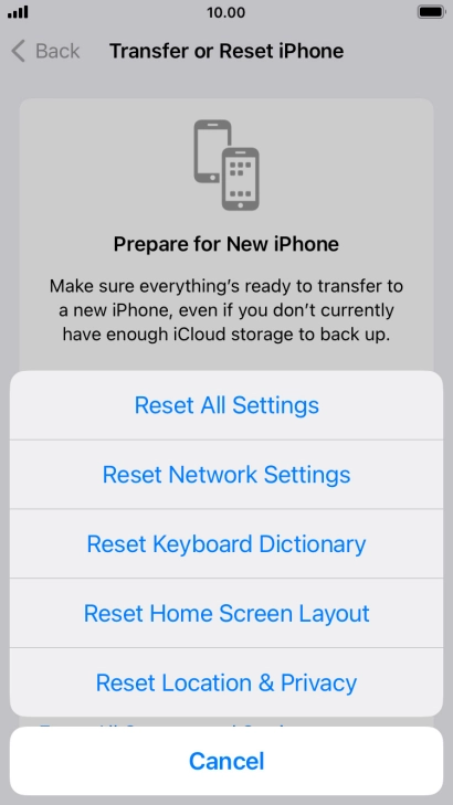 Press Reset All Settings.