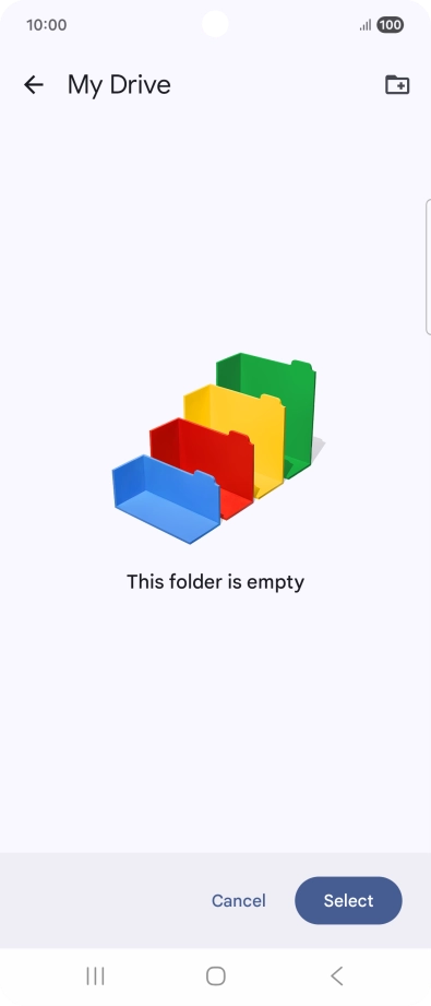 To create a new folder, press the new folder icon and follow the instructions on the screen to create a new folder.