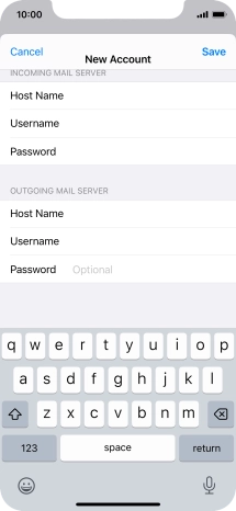 Press Password and key in the password for your email account. Please note that if you're using Vodafone's outgoing server, leave the password field empty.