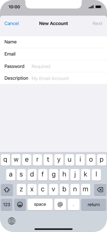 Press Password and key in the password for your email account. Press Password and key in the password for your email account.