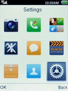 Select Settings and press the Left selection key.
