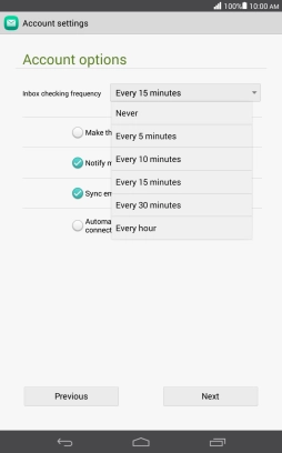 Press the required setting.