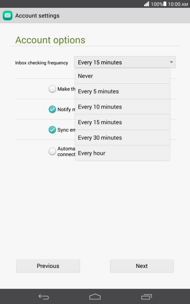 Press the required setting.
