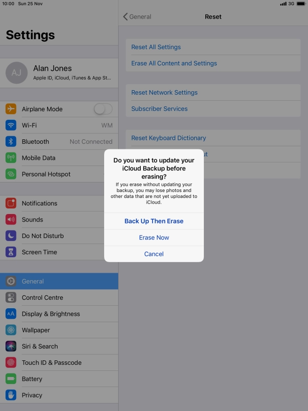 Press the required setting. Press the required setting.