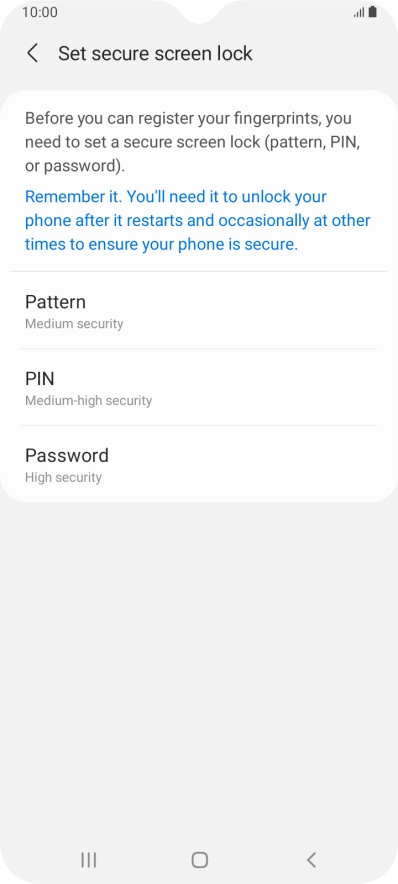 Press the required phone lock code and follow the instructions on the screen to create an additional phone lock code.