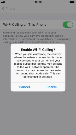If you turn on the function, press Enable.