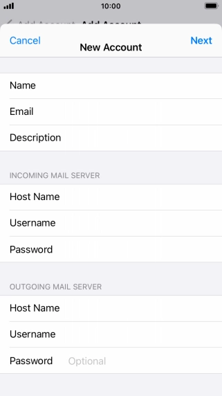 Press Password and key in the password for your email account. Please note that if you're using Vodafone's outgoing server, leave the password field empty.
