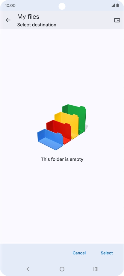 To create a new folder, press the new folder icon and follow the instructions on the screen to create a new folder.