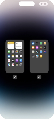 Press the fields below the required home screens to select or deselect them.