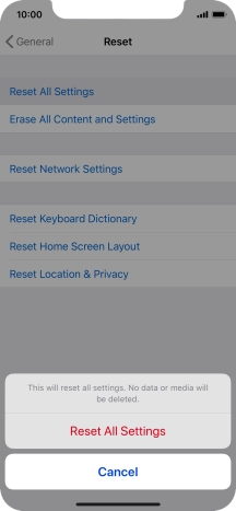 Press Reset All Settings. Press Reset All Settings.