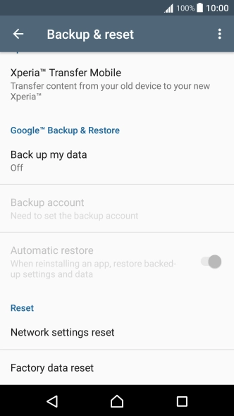 Press Factory data reset.