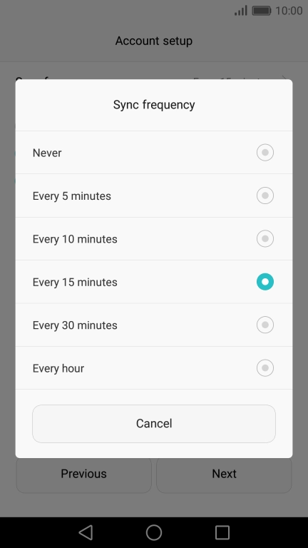 Press the required setting.