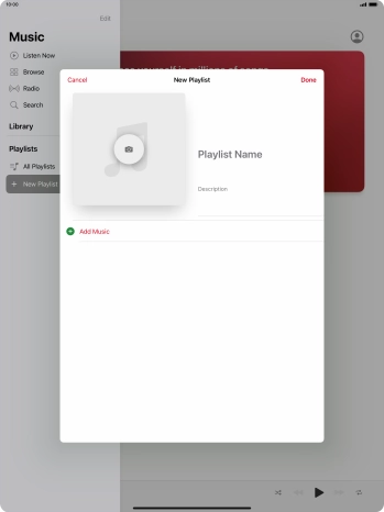 Press the text input field and key in a name for the playlist.