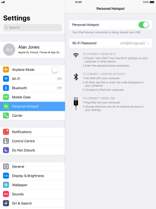 Press Wi-Fi Password and key in the required password. Press Wi-Fi Password and key in the required password.