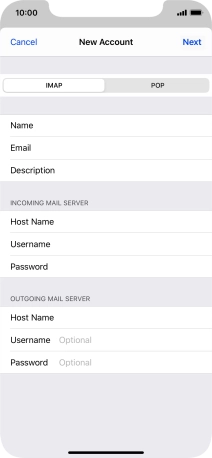 Press Username and key in the username for your email account. Please note that if you're using Vodafone's outgoing server, leave the username field empty.