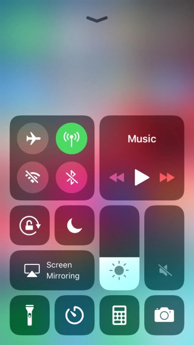 Press the required function to open an application or turn the function on or off.