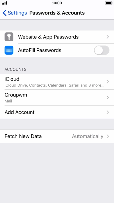 Press the name of the email account you've just set up.