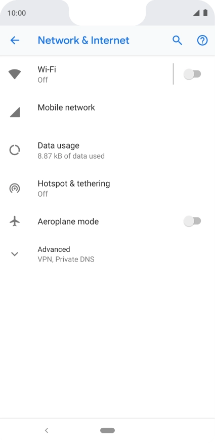 Press Data usage.
