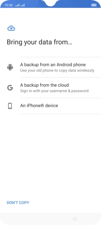 Press the required setting and follow the instructions on the screen to transfer the content from another phone. Press the required setting and follow the instructions on the screen to transfer the content from another phone.