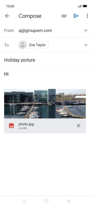 Press the send icon when you've finished your email message. Press the send icon when you've finished your email message.
