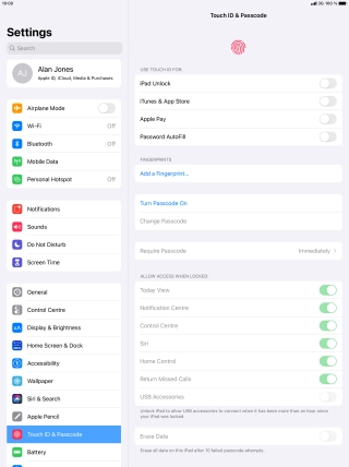 Press Turn Passcode On and key in a lock code of your own choice twice. Press Turn Passcode On and key in a lock code of your own choice twice.