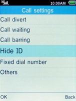 Select Hide ID and press the Left selection key.