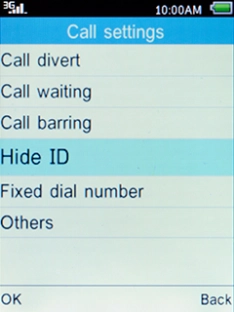 Select Hide ID and press the Left selection key.