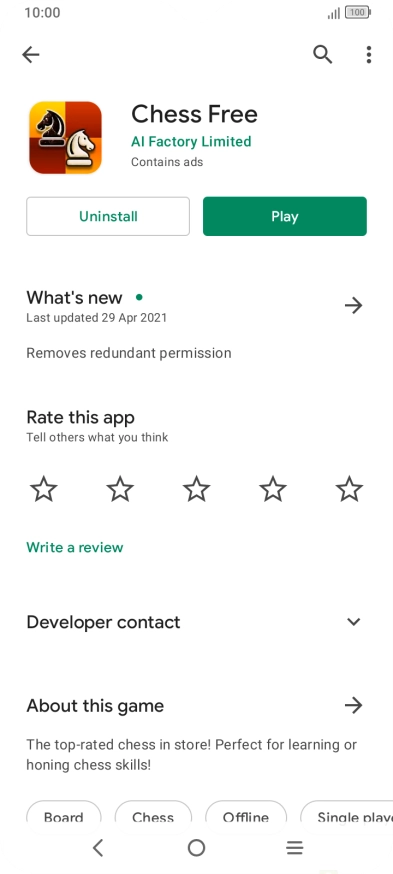 Press Uninstall.