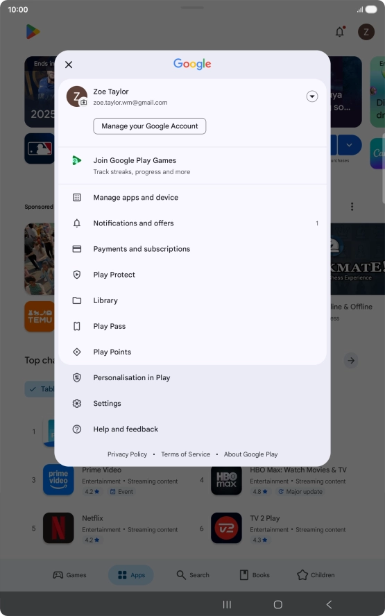 Press Manage apps and device.