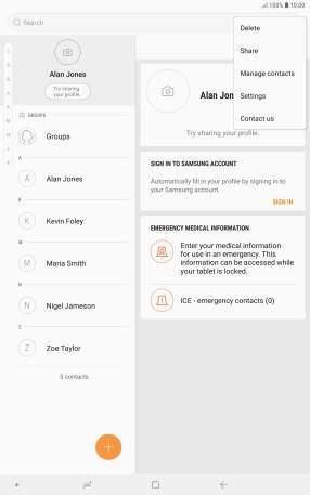 Press Manage contacts. Press Manage contacts.