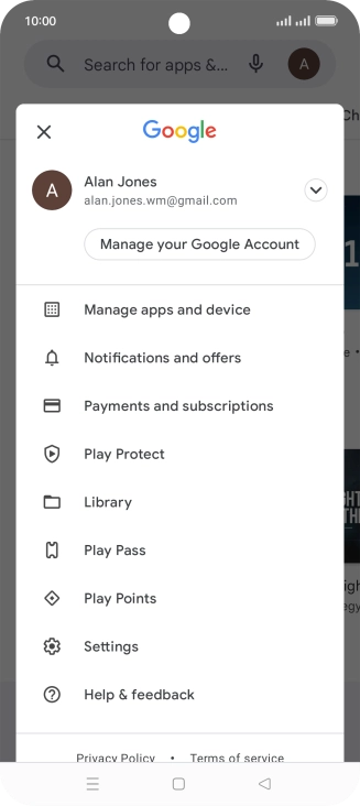 Press Manage apps & device. Press Manage apps & device.