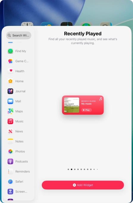 Press Add Widget. Press Add Widget.