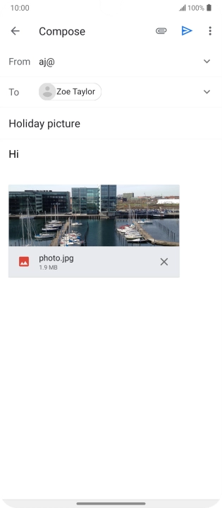 Press the send icon when you've finished your email message.