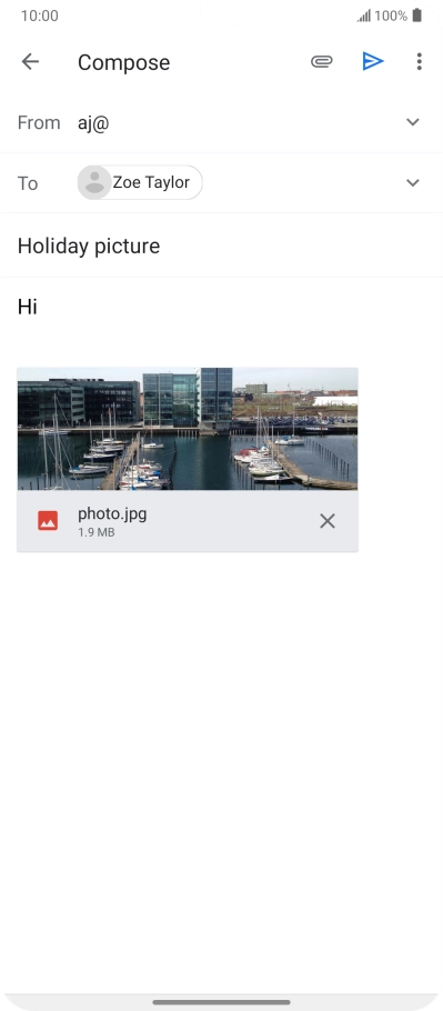 Press the send icon when you've finished your email message.