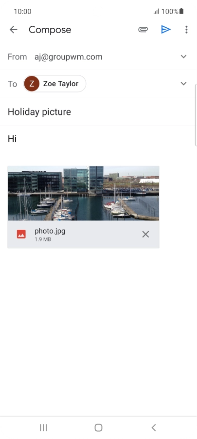 Press the send icon when you've finished your email message.