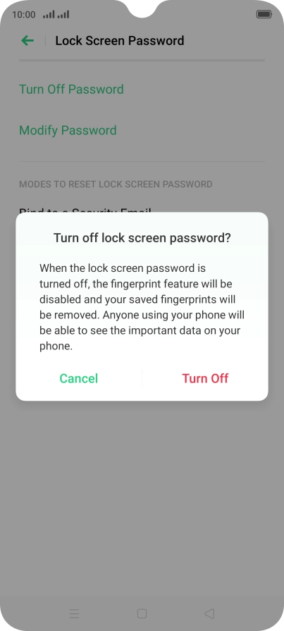 Press Turn Off and key in the additional phone lock code you created earlier. Press Turn Off and key in the additional phone lock code you created earlier.